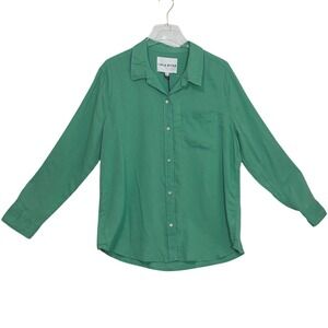 LOLA RIVER Sunday Field Green Linen Tencel Blend Button Up Shirt SIZE LARGE